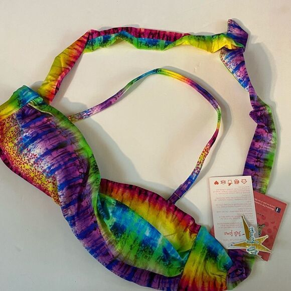 Luli Fama Groovy Baby Twist Bandeau Bikini Top NWT - Picture 9 of 9